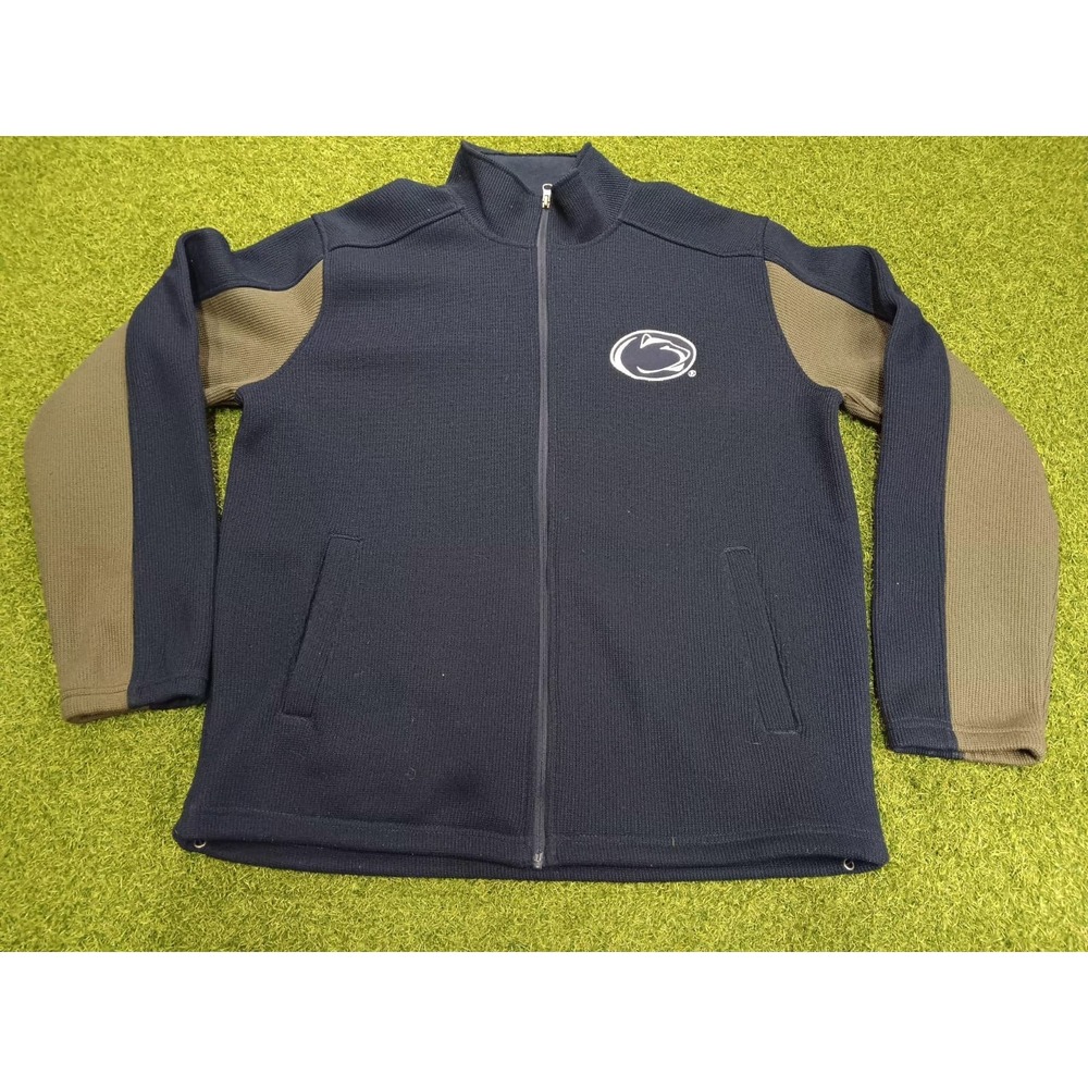 Penn State Navy and Olive Full-Zip Men's Cardigan